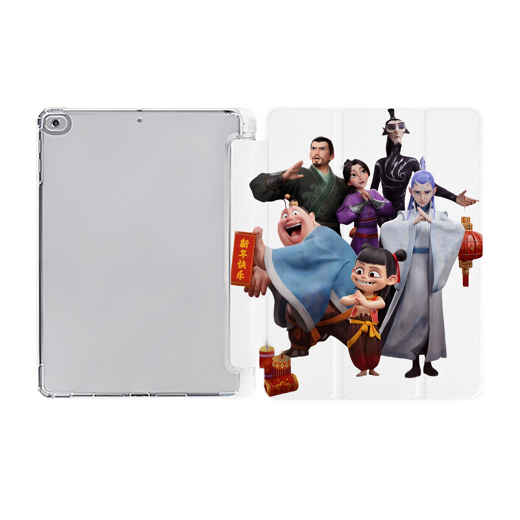 （画像用） Ne Zha 2 ナタ 魔童の大暴れ IPad ケース ペン収納付き 三つ折りスタンド PUレザー×シリコン 対応機種9.5/10.5/10.9インチ